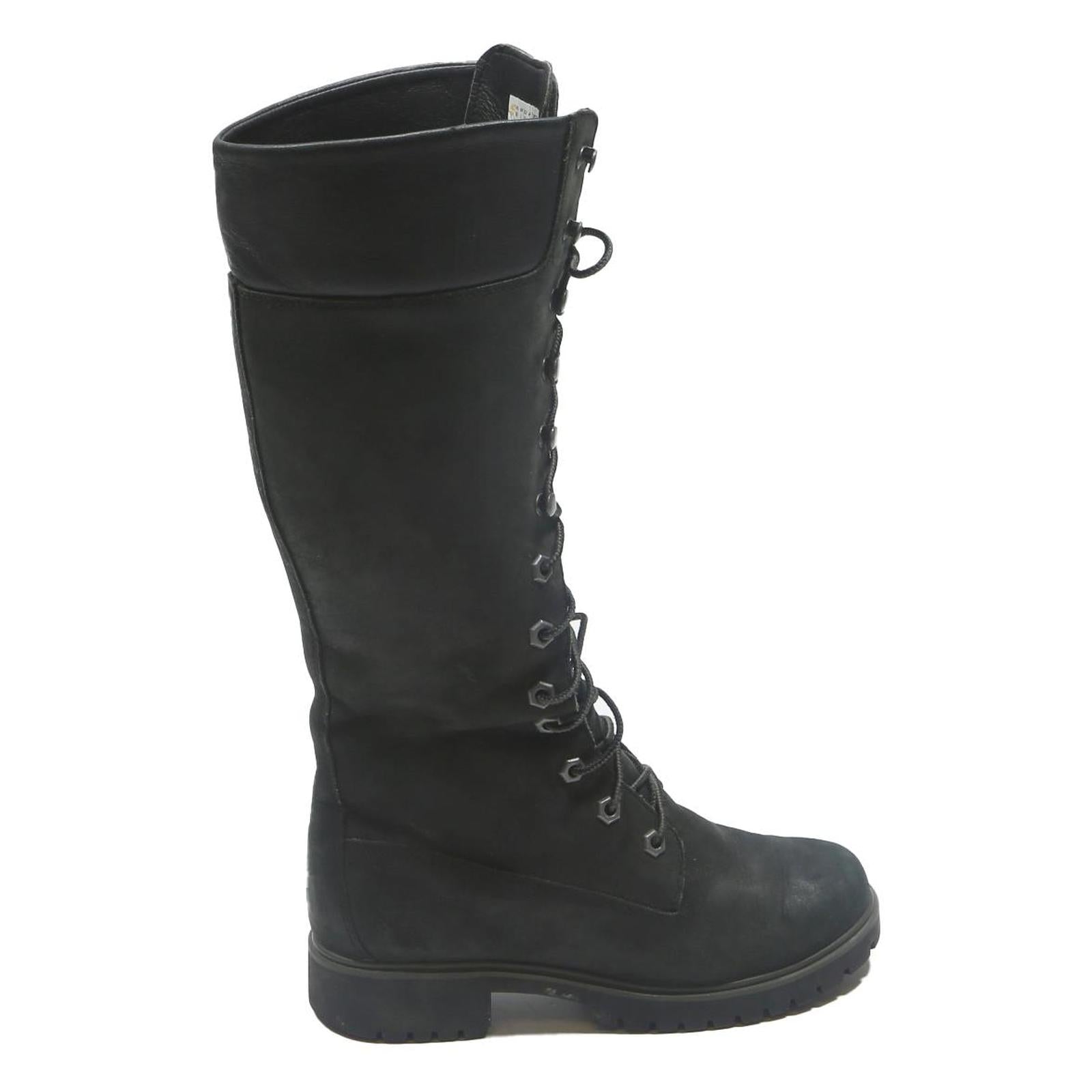 TIMBERLAND Womens Black Leather Lace-Up High Boots UK 4 Durable Stylish