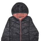 KAPPA Womens Black Hooded Jacket L Polyester Blend Quilted Zip Up Sportswear