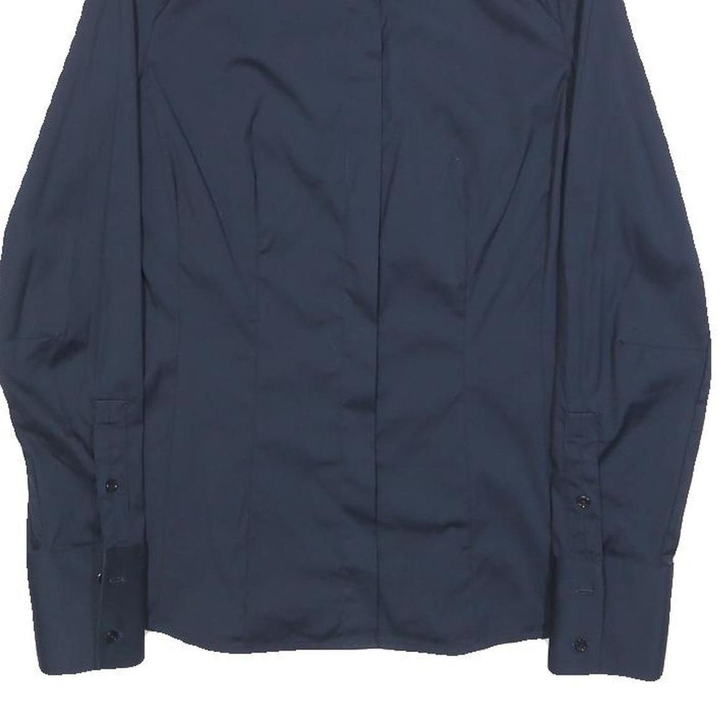 MASSIMO DUTTI Womens Navy Blue Shirt S Classic Button Down Cotton Blend