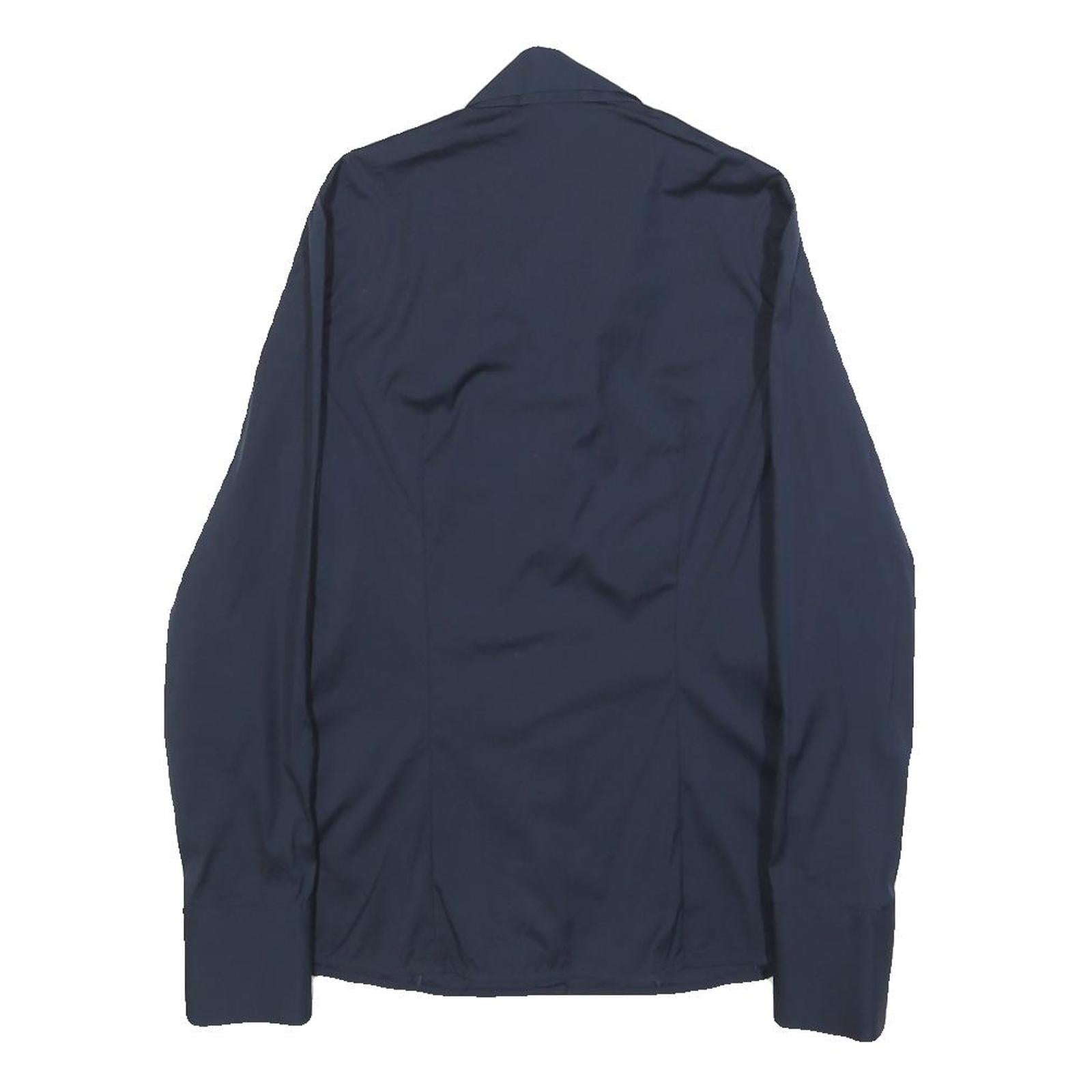 MASSIMO DUTTI Womens Navy Blue Shirt S Classic Button Down Cotton Blend