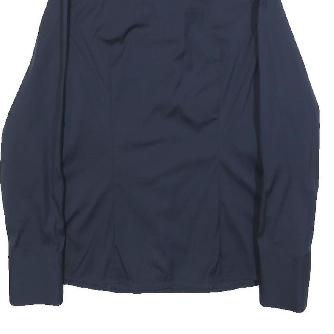 MASSIMO DUTTI Womens Navy Blue Shirt S Classic Button Down Cotton Blend