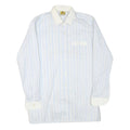 M CLUB Mens White & Blue Striped Cotton Blend Shirt M Long Sleeve Button Collar