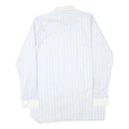 M CLUB Mens White & Blue Striped Cotton Blend Shirt M Long Sleeve Button Collar
