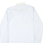 M CLUB Mens White & Blue Striped Cotton Blend Shirt M Long Sleeve Button Collar