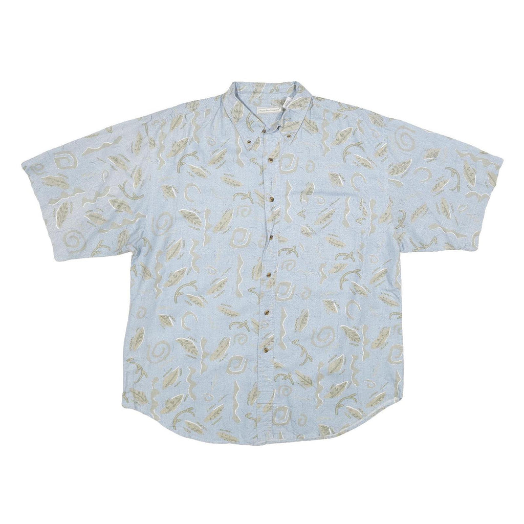 BUGLE BOY Mens Blue Cotton Blend Shirt 2XL Button Down Short Sleeve Summer