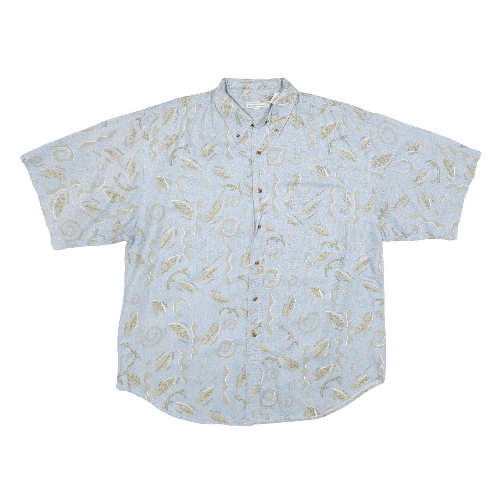 BUGLE BOY Mens Blue Cotton Blend Shirt 2XL Button Down Short Sleeve Summer