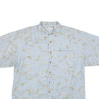 BUGLE BOY Mens Blue Cotton Blend Shirt 2XL Button Down Short Sleeve Summer