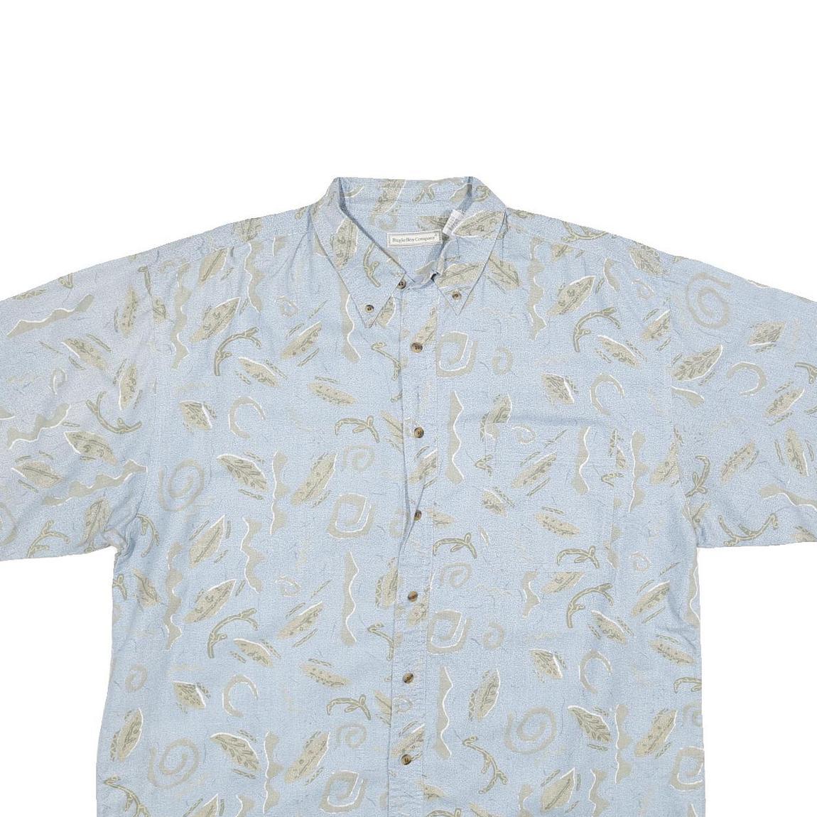 BUGLE BOY Mens Blue Cotton Blend Shirt 2XL Button Down Short Sleeve Summer