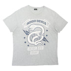 DIESEL Mens Grey Indigo Devils Graphic T-Shirt XL Short Sleeve Crew Neck