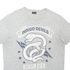 DIESEL Mens Grey Indigo Devils Graphic T-Shirt XL Short Sleeve Crew Neck