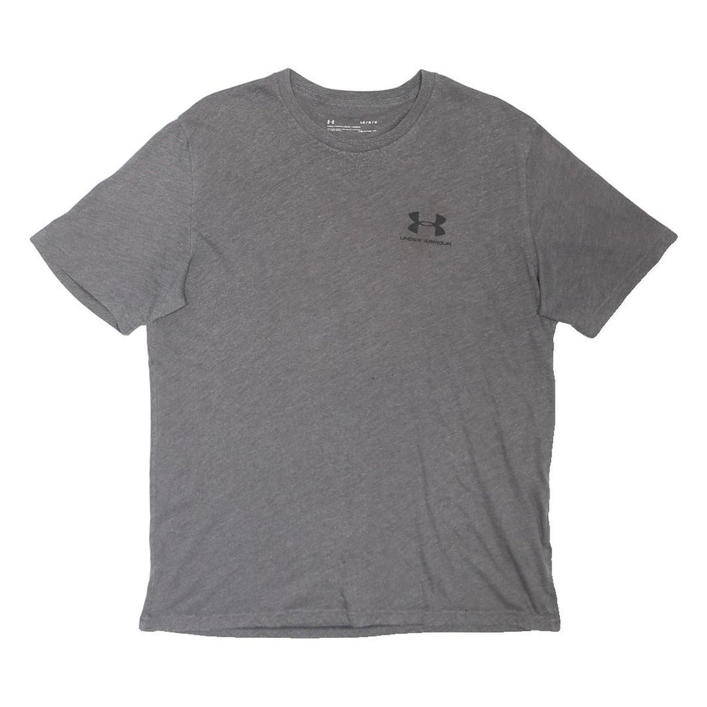 UNDER ARMOUR Mens Grey Small Logo Crew Neck Short Sleeve L Cotton Blend T-Shirt