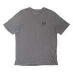 UNDER ARMOUR Mens Grey Small Logo Crew Neck Short Sleeve L Cotton Blend T-Shirt