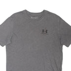 UNDER ARMOUR Mens Grey Small Logo Crew Neck Short Sleeve L Cotton Blend T-Shirt