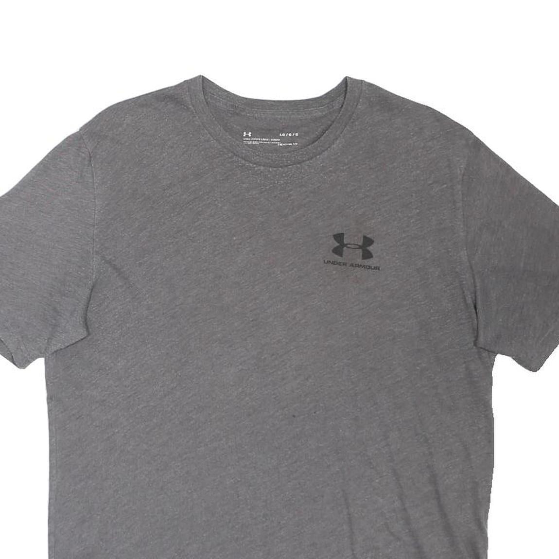 UNDER ARMOUR Mens Grey Small Logo Crew Neck Short Sleeve L Cotton Blend T-Shirt