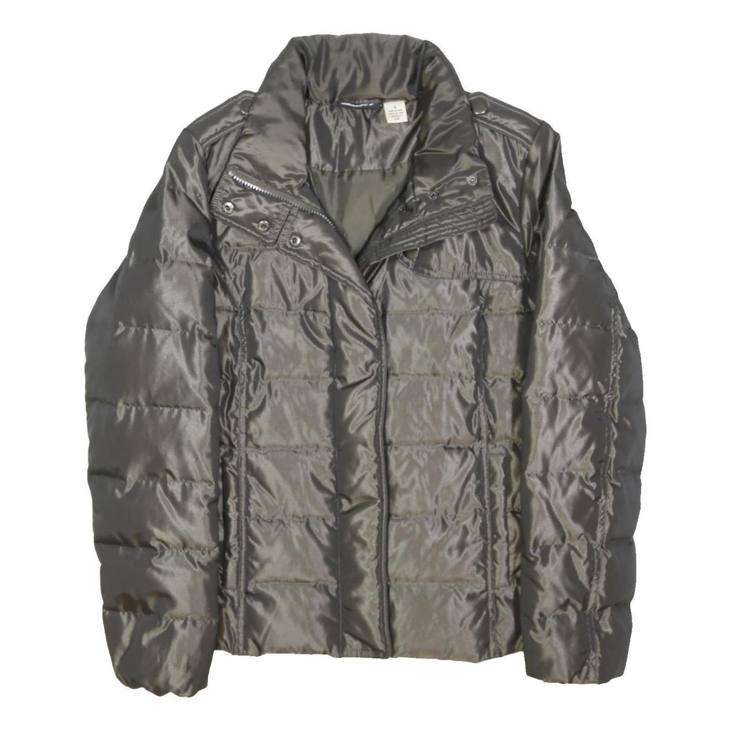DKNY Womens Grey Lightweight Quilted Jacket M Polyester Blend Zip Closure Casual