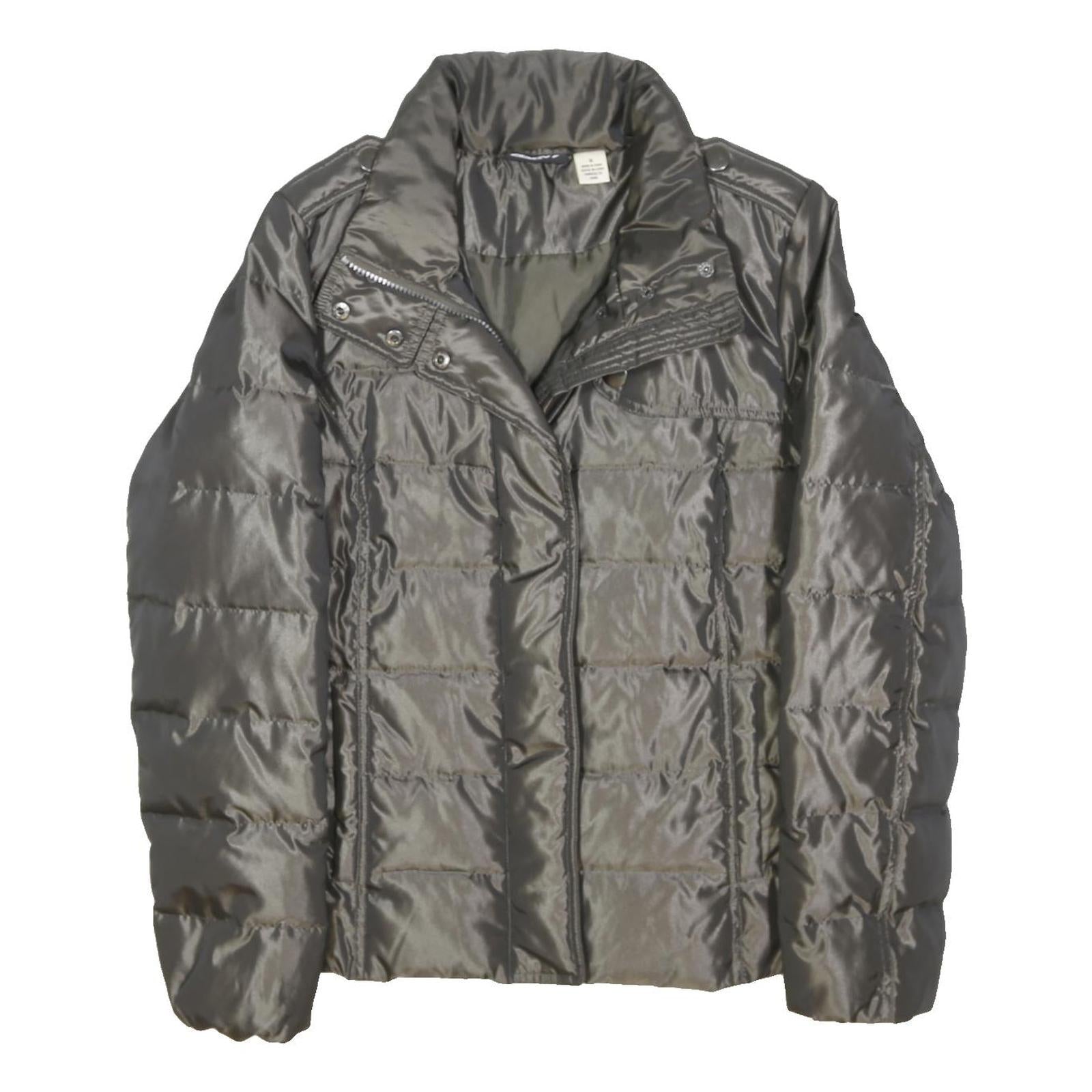 DKNY Womens Grey Lightweight Quilted Jacket M Polyester Blend Zip Closure Casual