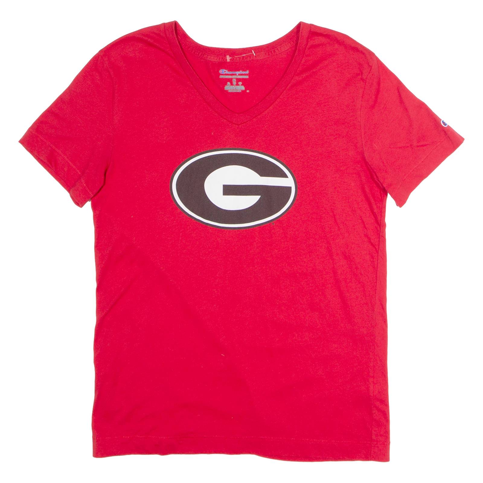 CHAMPION Mens T-Shirt Red V-Neck M