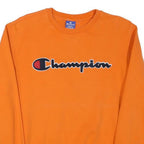 CHAMPION Mens Orange Crew Neck S Cotton Blend Pullover Sweatshirt