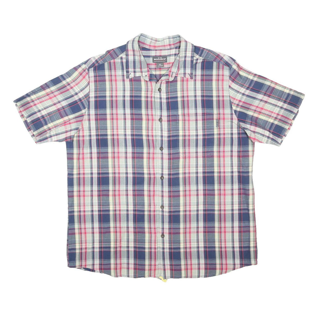 WOOLRICH Mens Blue & Red Check Shirt XL Cotton Blend Casual Summer Short Sleeve