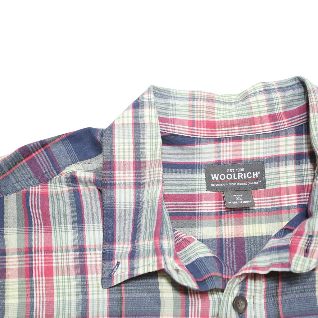 WOOLRICH Mens Blue & Red Check Shirt XL Cotton Blend Casual Summer Short Sleeve