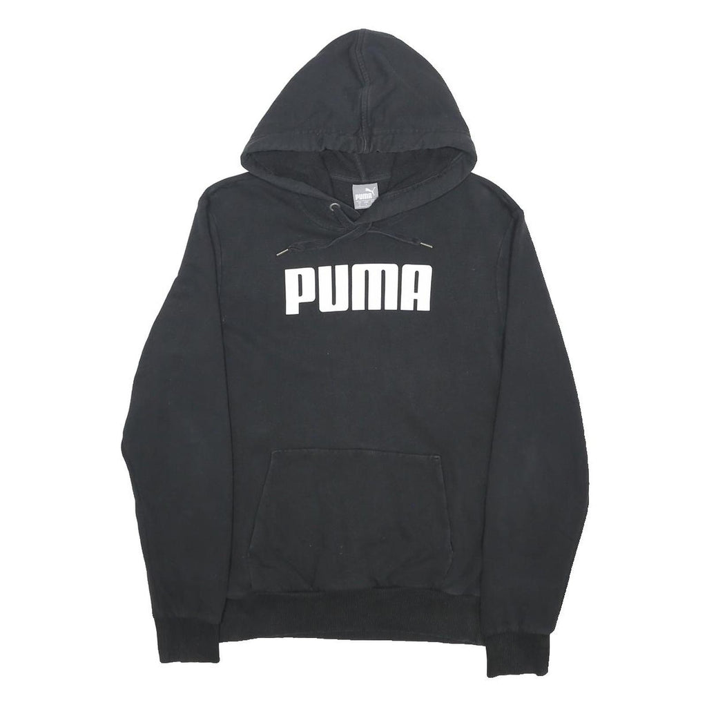 PUMA Mens Black Hoodie S Cotton Blend Pullover Drawstring Hood Casual