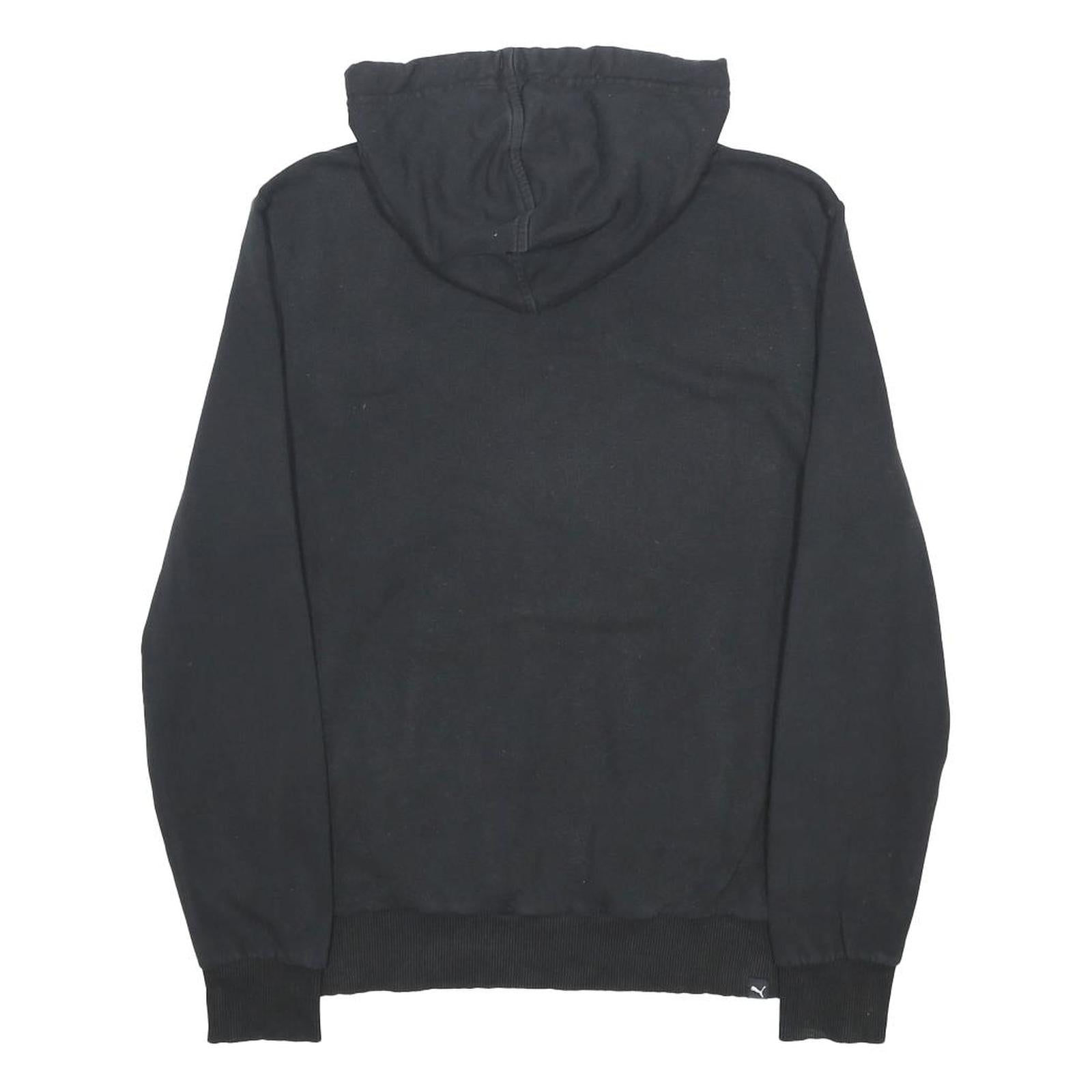PUMA Mens Black Hoodie S Cotton Blend Pullover Drawstring Hood Casual