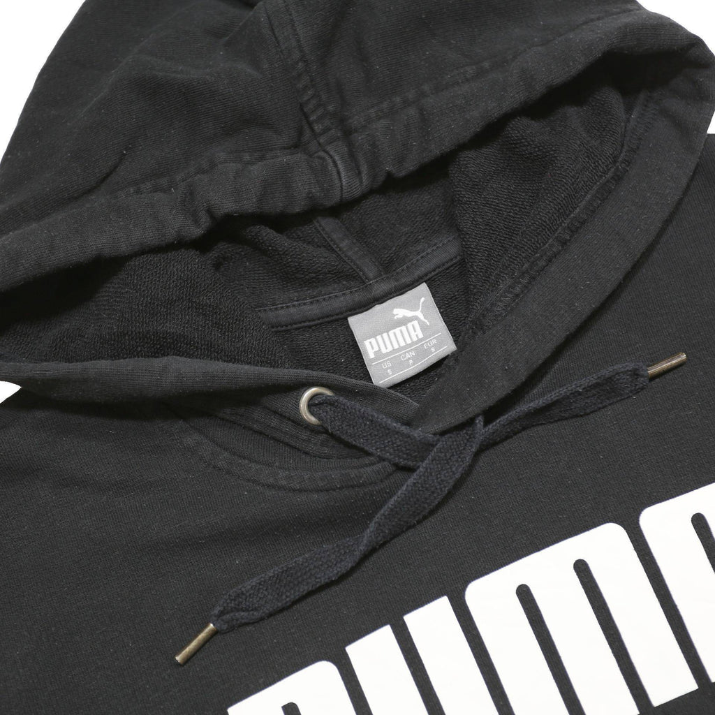 PUMA Mens Black Hoodie S Cotton Blend Pullover Drawstring Hood Casual