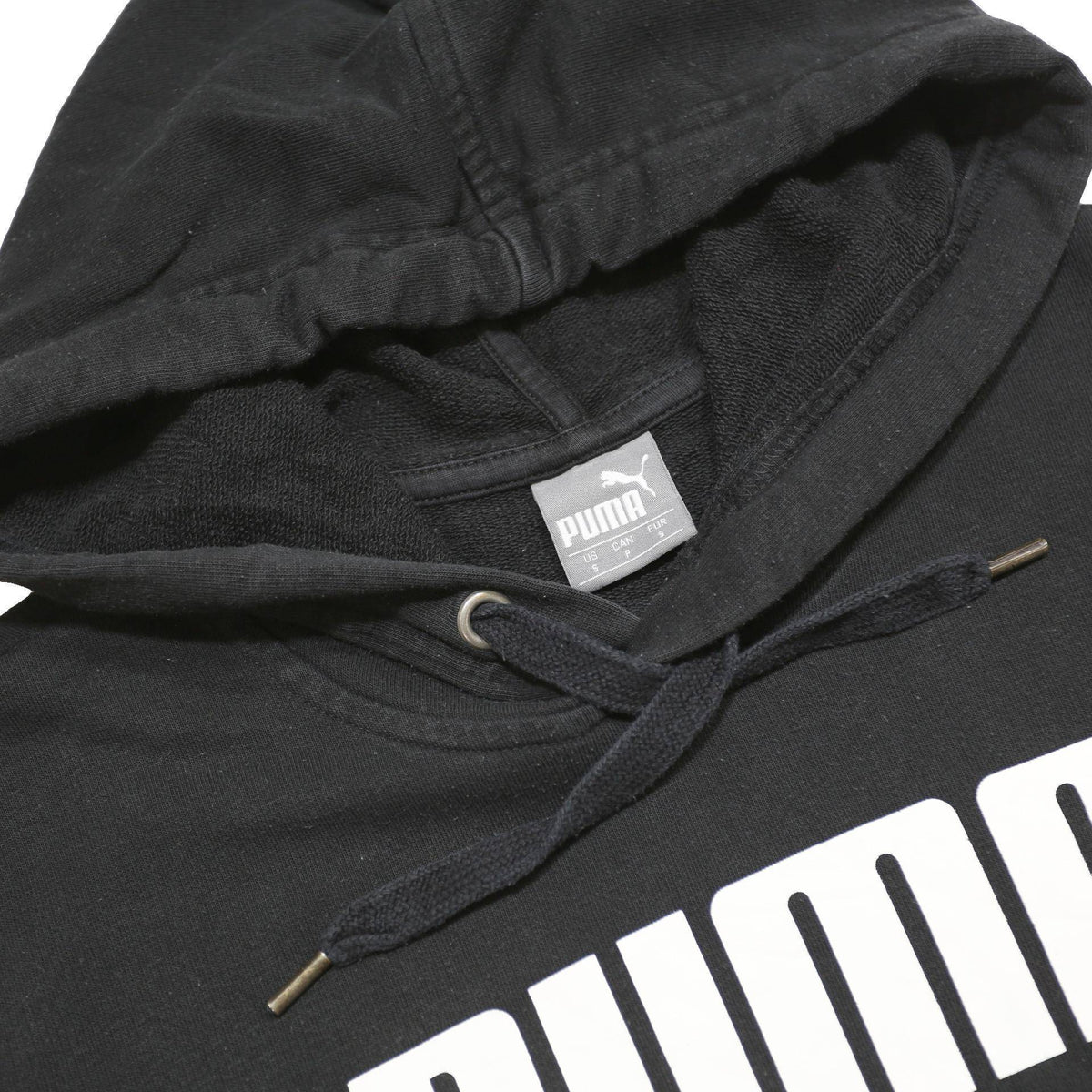 PUMA Mens Black Hoodie S Cotton Blend Pullover Drawstring Hood Casual