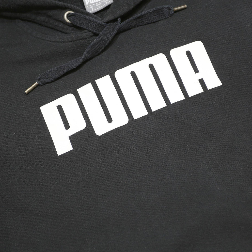 PUMA Mens Black Hoodie S Cotton Blend Pullover Drawstring Hood Casual