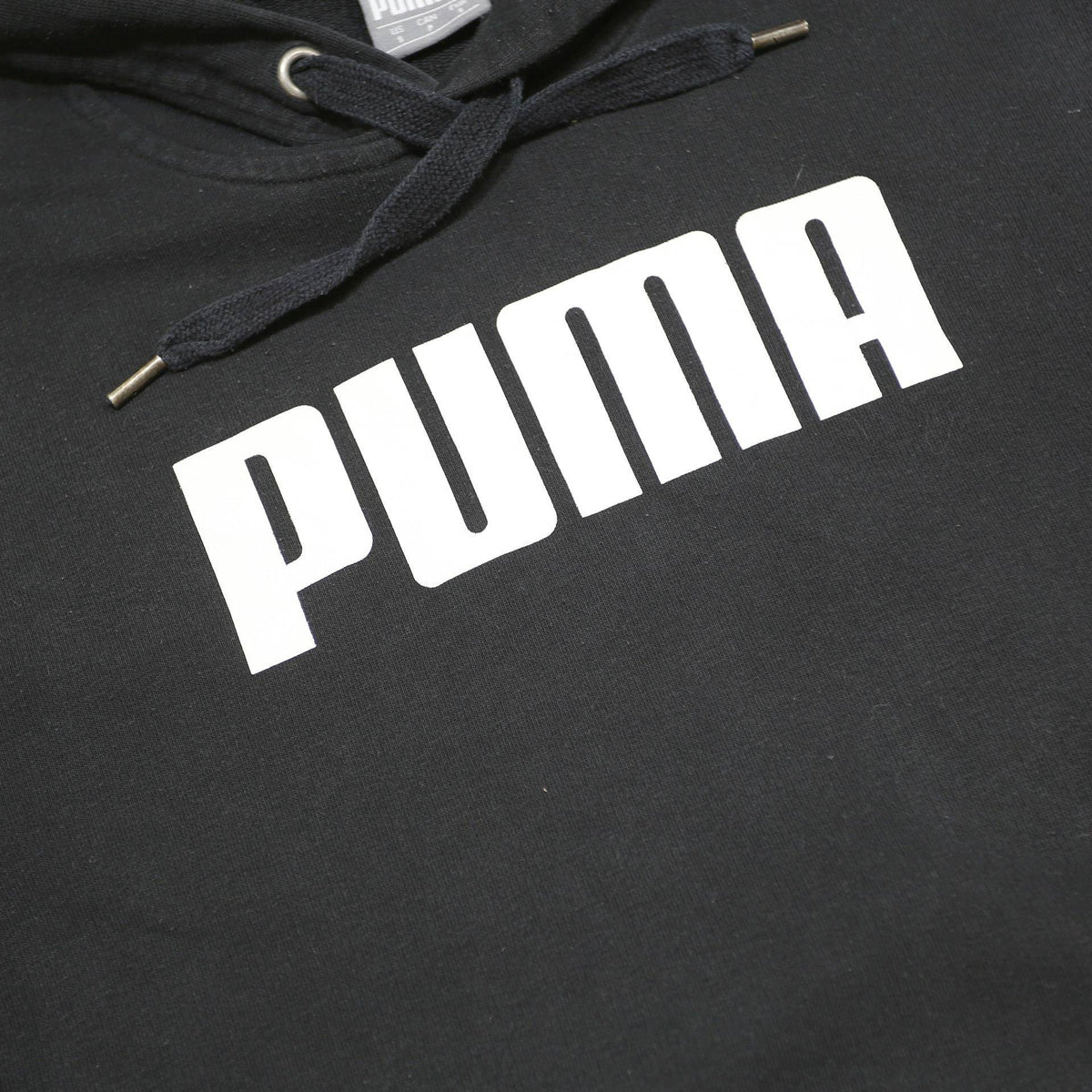 PUMA Mens Black Hoodie S Cotton Blend Pullover Drawstring Hood Casual
