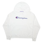 CHAMPION Womens White Pullover Hoodie L Cotton Blend Casual Sportswear
