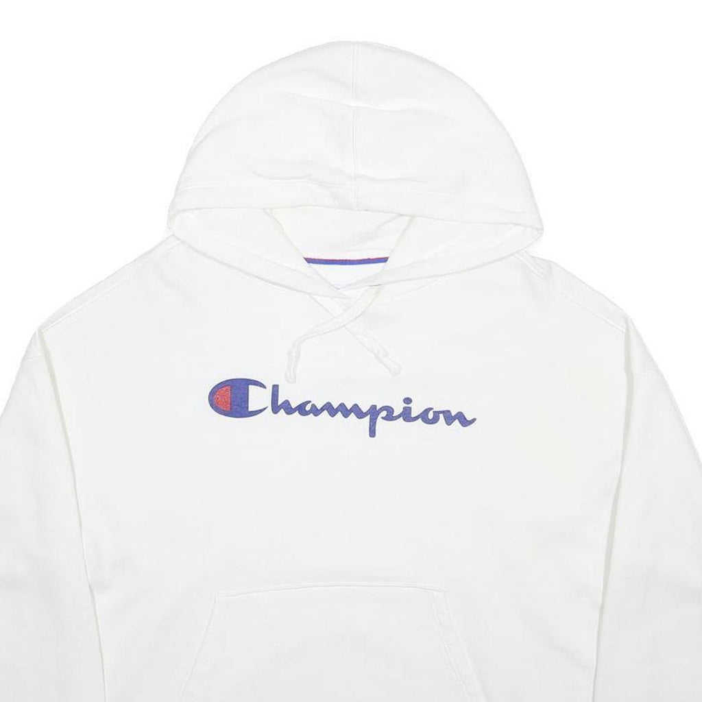 CHAMPION Womens White Pullover Hoodie L Cotton Blend Casual Sportswear