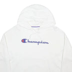 CHAMPION Womens White Pullover Hoodie L Cotton Blend Casual Sportswear