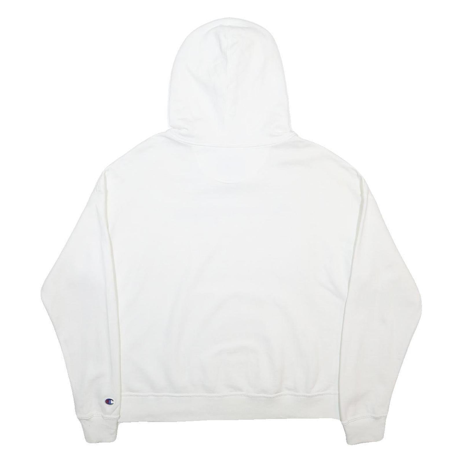CHAMPION Womens White Pullover Hoodie L Cotton Blend Casual Sportswear