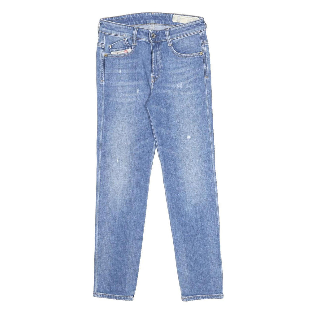 DIESEL Womens Slim Blue Denim Light Zip Jeans W25 L27 Stylish Distressed
