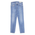 DIESEL Womens Slim Blue Denim Light Zip Jeans W25 L27 Stylish Distressed