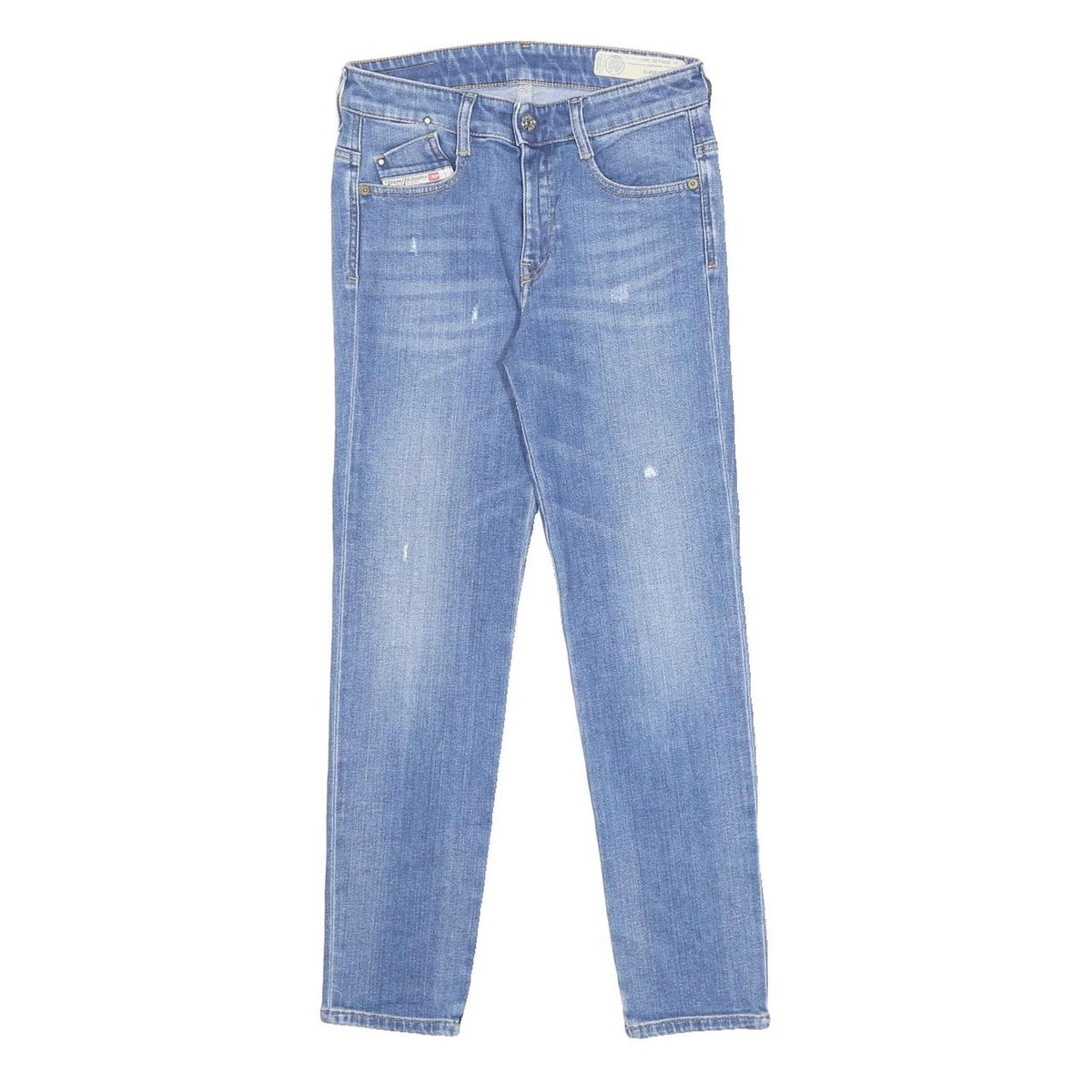 DIESEL Womens Slim Blue Denim Light Zip Jeans W25 L27 Stylish Distressed