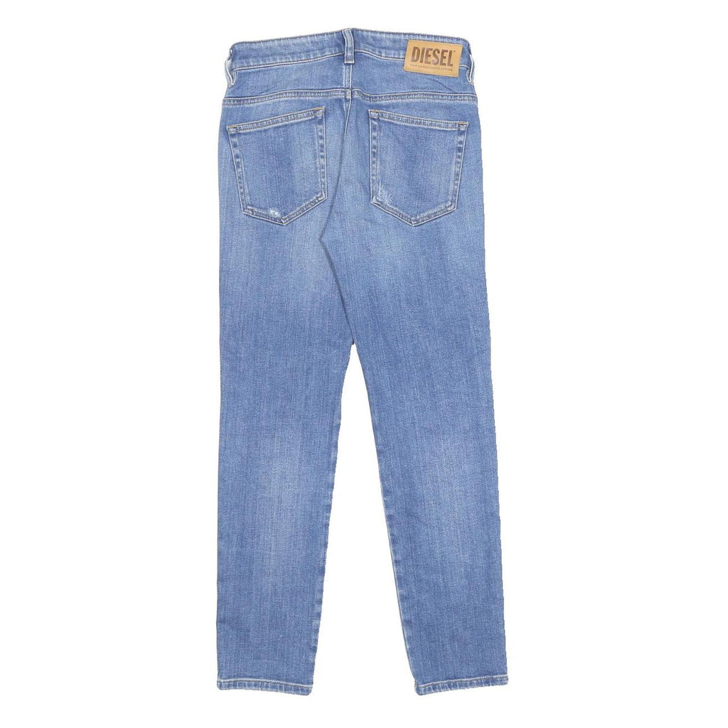 DIESEL Womens Slim Blue Denim Light Zip Jeans W25 L27 Stylish Distressed
