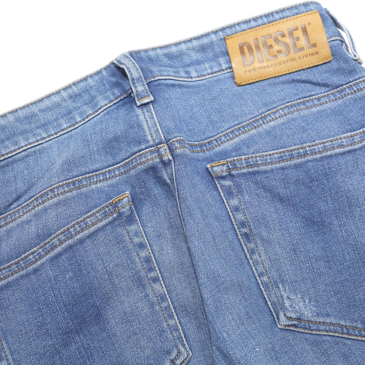 DIESEL Womens Slim Blue Denim Light Zip Jeans W25 L27 Stylish Distressed