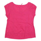 TOM TAILOR Womens Pink Cotton Blend Short Sleeve Scoop Neck Top L Lightweight