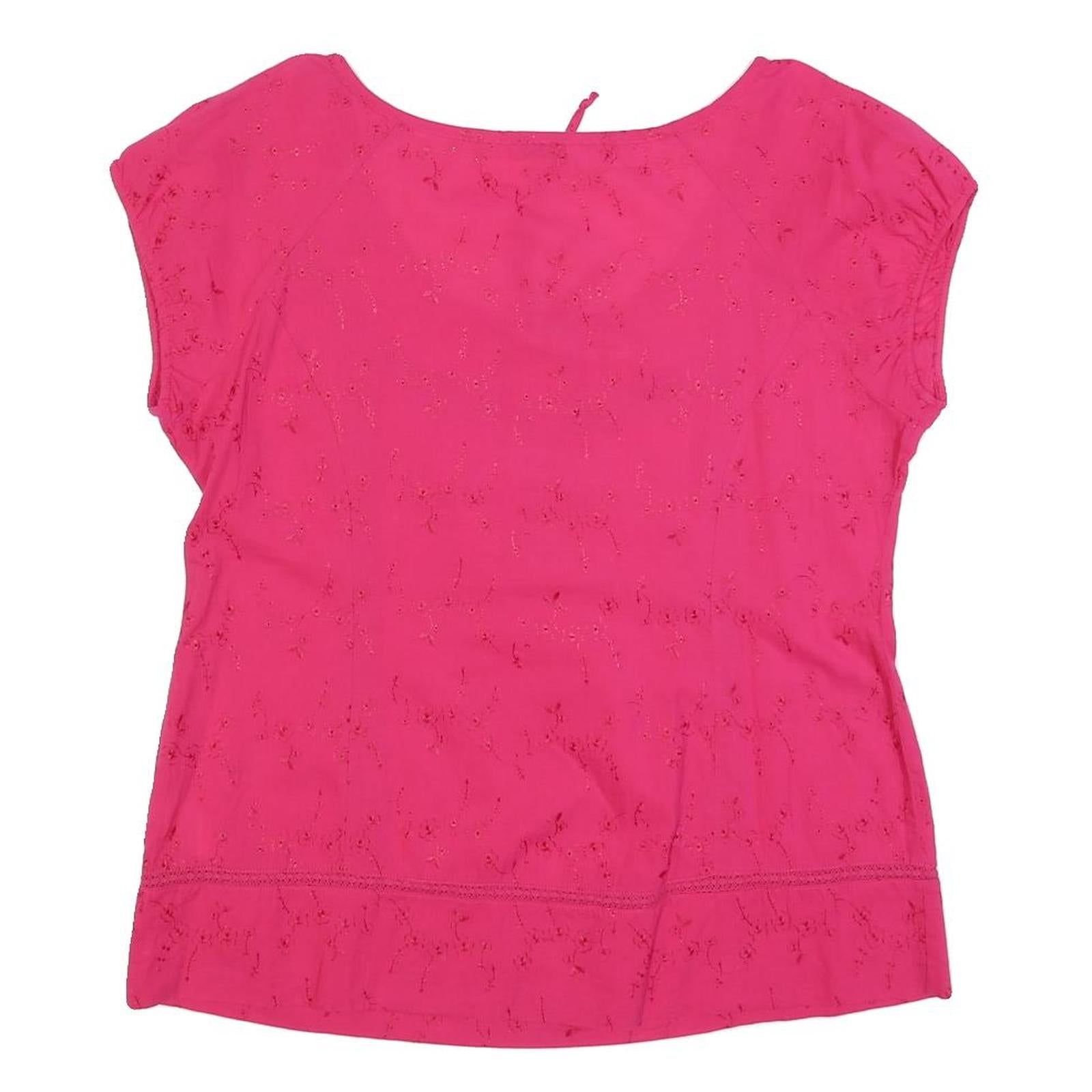 TOM TAILOR Womens Pink Cotton Blend Short Sleeve Scoop Neck Top L Lightweight