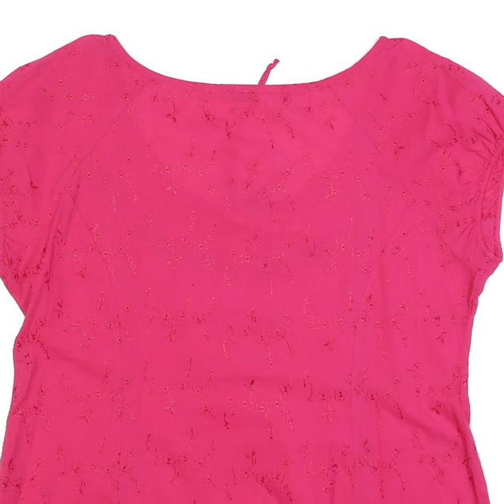 TOM TAILOR Womens Pink Cotton Blend Short Sleeve Scoop Neck Top L Lightweight