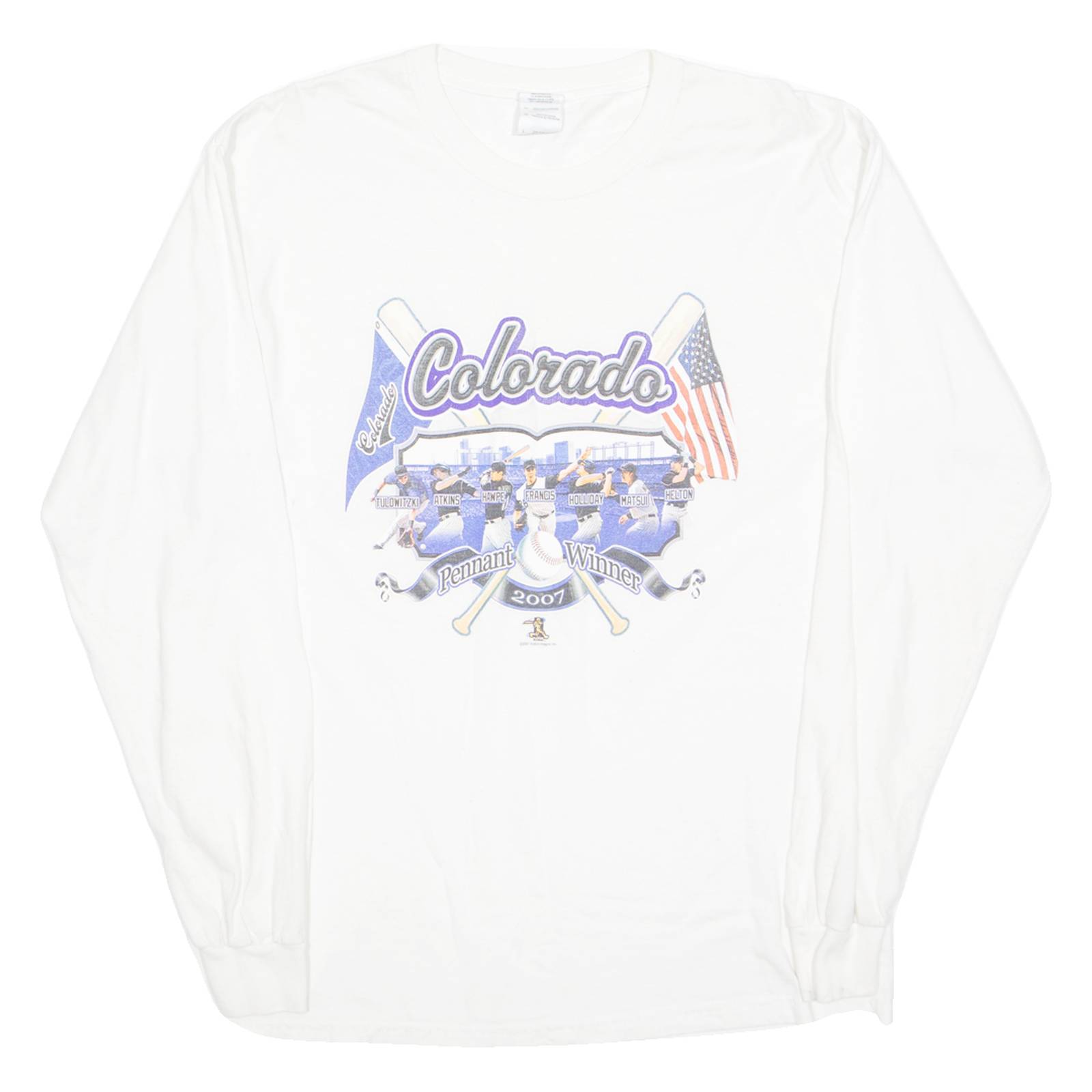 GILDAN Colorado Rennet Winner 2007 Baseball Mens T-Shirt White USA L