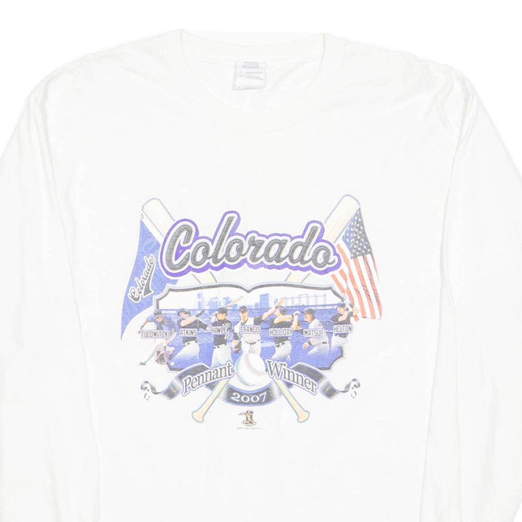 GILDAN Colorado Rennet Winner 2007 Baseball Mens T-Shirt White USA L