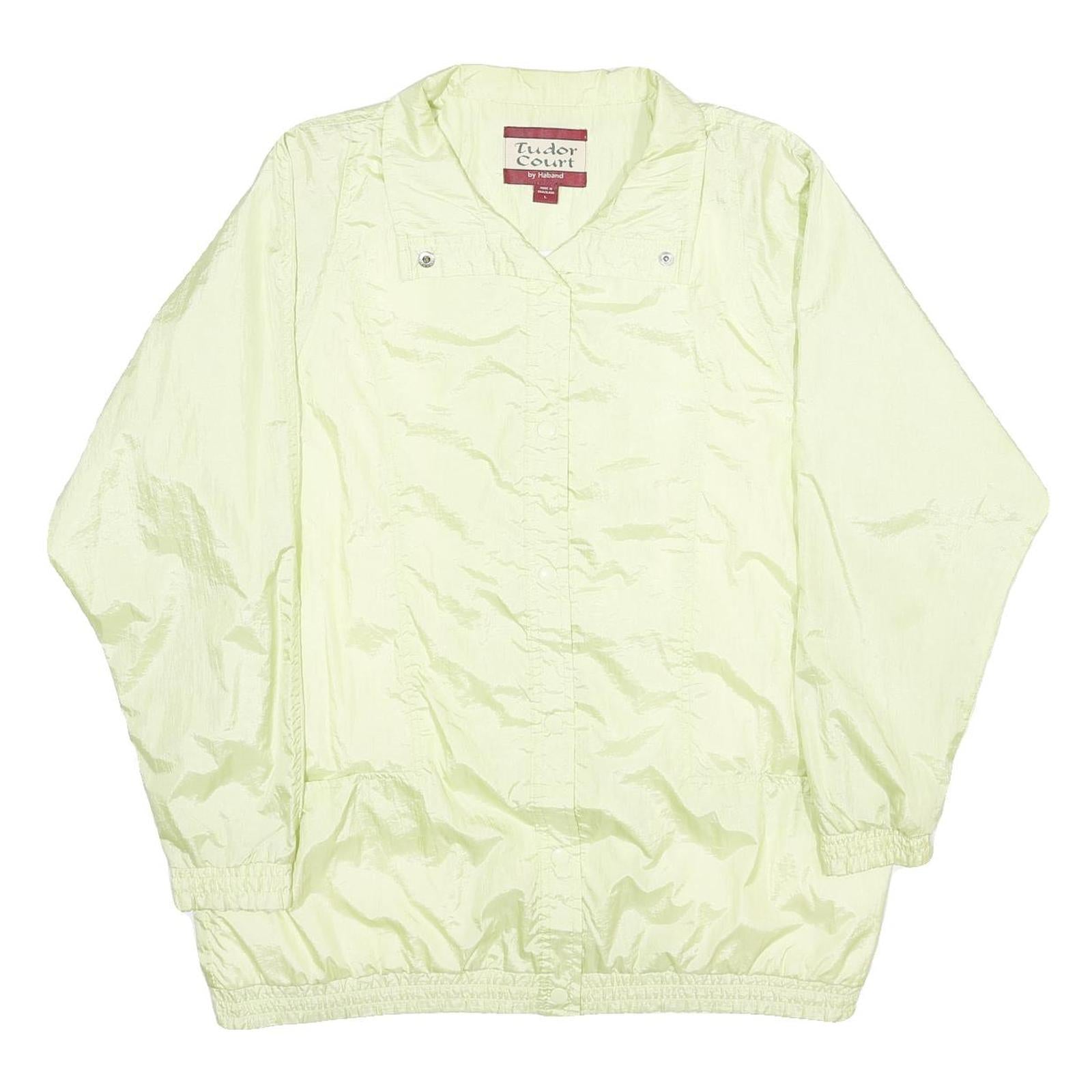 TUDOR COURT Womens Yellow Nylon Button Jacket L Lightweight Casual Outerwear