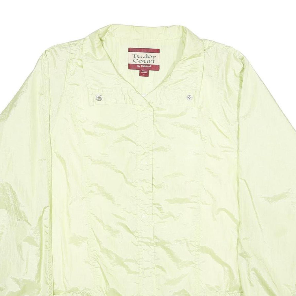 TUDOR COURT Womens Yellow Nylon Button Jacket L Lightweight Casual Outerwear