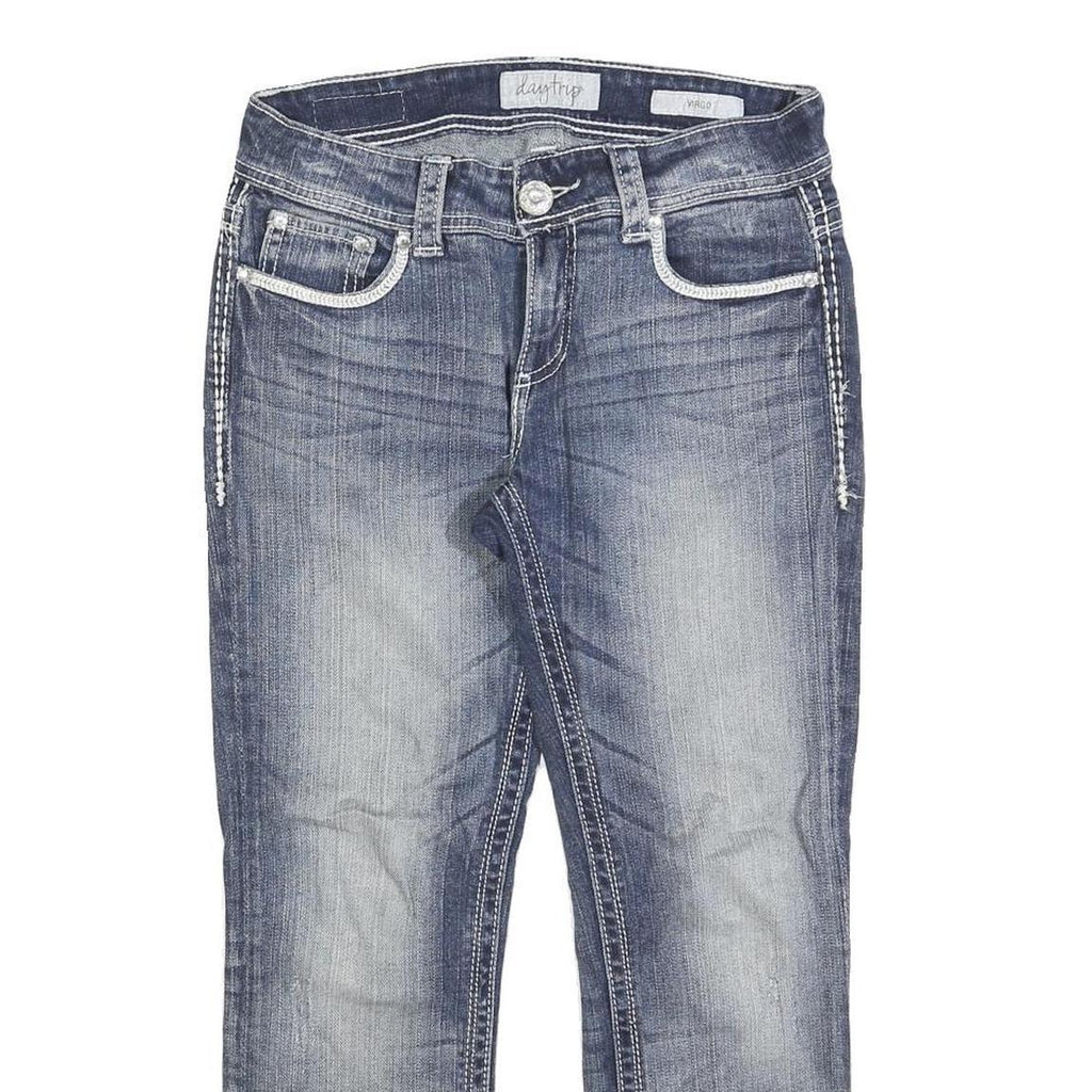 DAY TRIP Womens Regular Blue Denim Stone Wash Jeans W30 L25 Stylish Faded Design