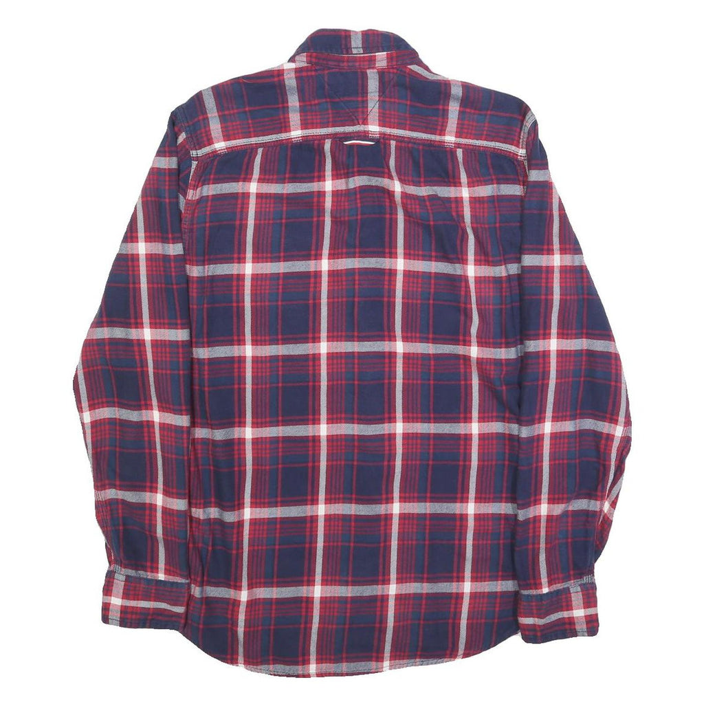 TOMMY HILFIGER Mens Blue & Red Check Shirt M Cotton Long Sleeve Casual Button
