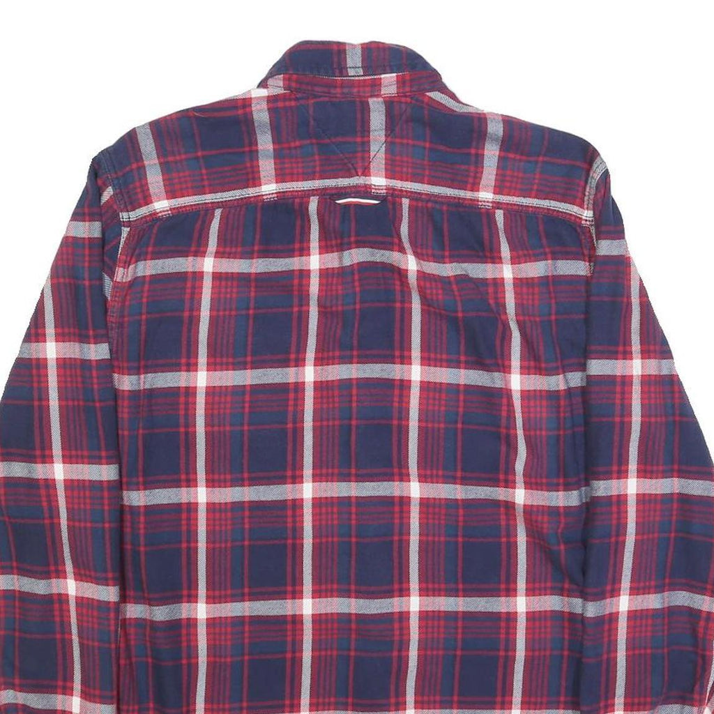 TOMMY HILFIGER Mens Blue & Red Check Shirt M Cotton Long Sleeve Casual Button