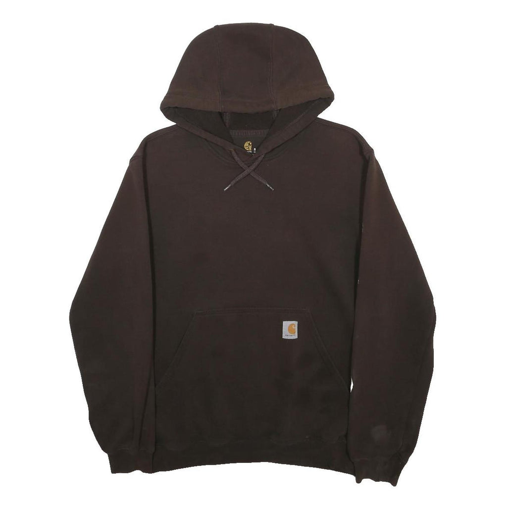 CARHARTT Mens Brown Hoodie S Cotton Blend Pullover Sleeve Logo